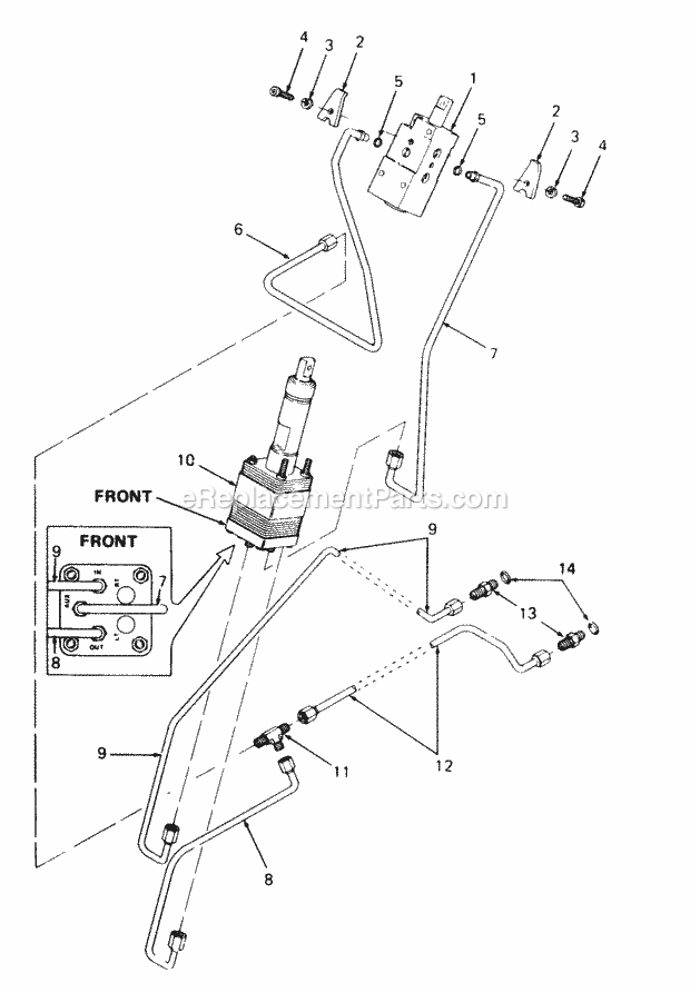 Power Steering Hydraulics Diagram and Parts List for 2084 836000-864500 Cub Cadet Lawn Tractor